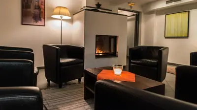 Ein Sitzbereich in der Unterkunft Hotel-Pension Hoferhaus