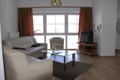 Ein Sitzbereich in der Unterkunft Vicky Apartments