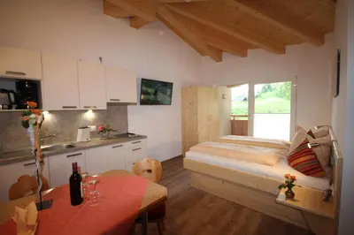 Küche/Küchenzeile in der Unterkunft Ferienwohnungen Karwendel Camping