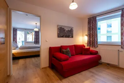 Ein Sitzbereich in der Unterkunft Pension Haus in der Sonne
