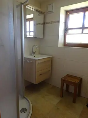 Ein Badezimmer in der Unterkunft Steigerhütte