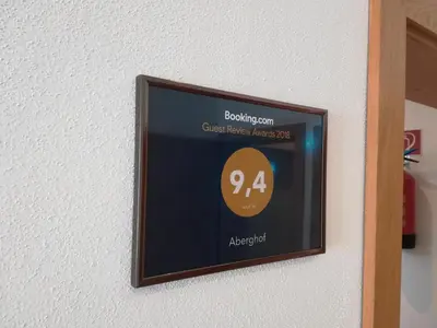 Ein Zertifikat, Auszeichnung, Logo oder anderes Dokument, das in der Unterkunft Aberghof ausgestellt ist