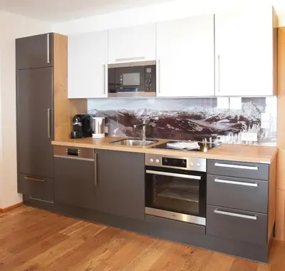 Küche/Küchenzeile in der Unterkunft Tarlack Appartements Hütten 34
