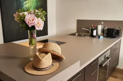Küche/Küchenzeile in der Unterkunft KitzHome City Apartments