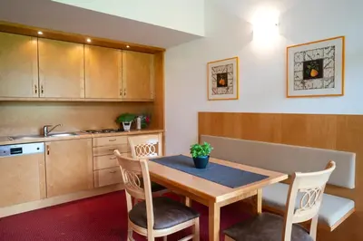 Küche/Küchenzeile in der Unterkunft Aparthotel Schindlhaus/Alpin