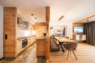 Küche/Küchenzeile in der Unterkunft Apparthotel AlpenChalet