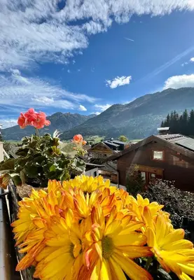 Ein allgemeiner Bergblick oder ein Berglick von der Pension aus