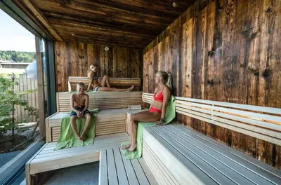 Ein Balkon oder eine Terrasse in der Unterkunft Hotel Riederalm