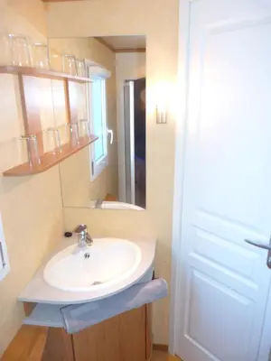 Ein Badezimmer in der Unterkunft Mobilheim Seezauber