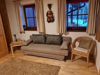 Ein Sitzbereich in der Unterkunft Andreas Apartment im Landhaus Moser