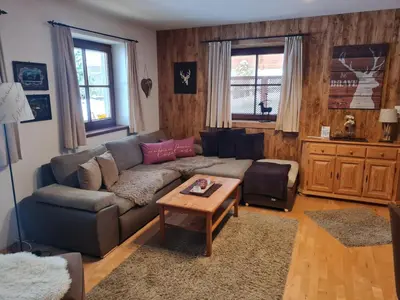Ein Sitzbereich in der Unterkunft Andreas Apartment im Landhaus Moser