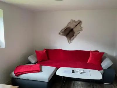 Ein Sitzbereich in der Unterkunft Appartments-Hutter