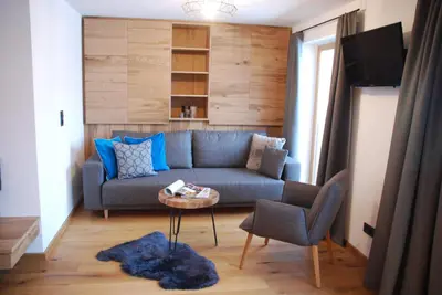 Ein Sitzbereich in der Unterkunft Ferienwohnung Lederer