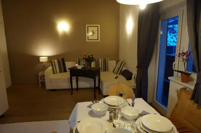Ein Sitzbereich in der Unterkunft Haus Senoner