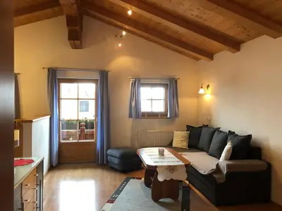 Ein Sitzbereich in der Unterkunft Appartement Leirer