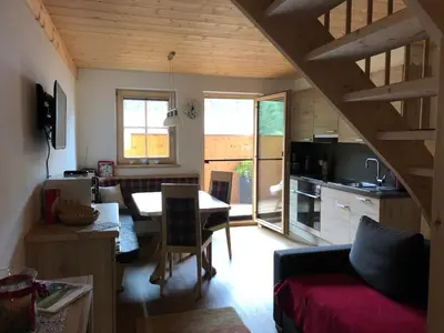 Ein Sitzbereich in der Unterkunft Appartement Leirer