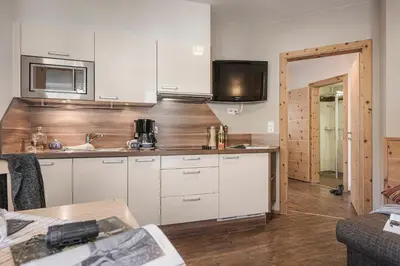 Küche/Küchenzeile in der Unterkunft Appartements Alpenkristall