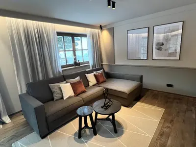 Ein Sitzbereich in der Unterkunft Appartement Wimreiter