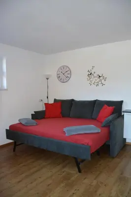 Ein Sitzbereich in der Unterkunft Appartement Wieshof