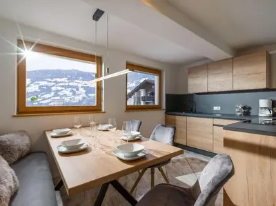 Küche/Küchenzeile in der Unterkunft Apartments Gondelspaß