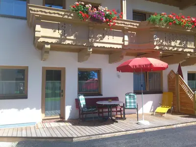 Ein Balkon oder eine Terrasse in der Unterkunft Ferienhaus Gredler