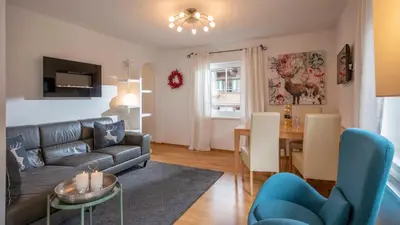 Ein Sitzbereich in der Unterkunft Chalet Schott