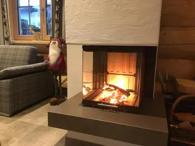 Ein Sitzbereich in der Unterkunft Chalet Karin