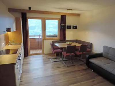 Ein Sitzbereich in der Unterkunft Ritzerhof Apartments