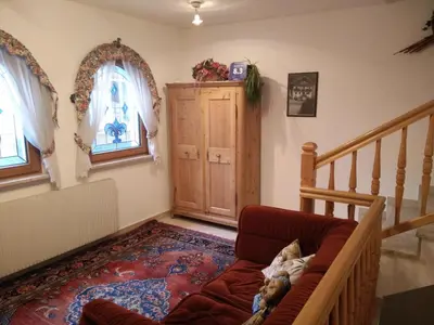 Ein Sitzbereich in der Unterkunft Apartments Penz
