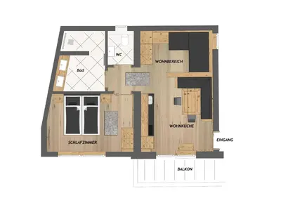 Grundriss der Unterkunft Appartement Ahornblick