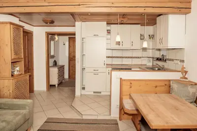 Küche/Küchenzeile in der Unterkunft Jagahäusel Appartement Gitti