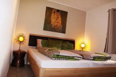 Ein Bett oder Betten in einem Zimmer der Unterkunft Ferienwohnung Melanie