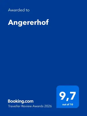 Ein Zertifikat, Auszeichnung, Logo oder anderes Dokument, das in der Unterkunft Angererhof ausgestellt ist