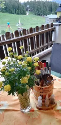 Ein Balkon oder eine Terrasse in der Unterkunft Berghaus Koglmoos