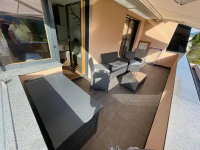 Ein Sitzbereich in der Unterkunft Appartement Mountain Lake