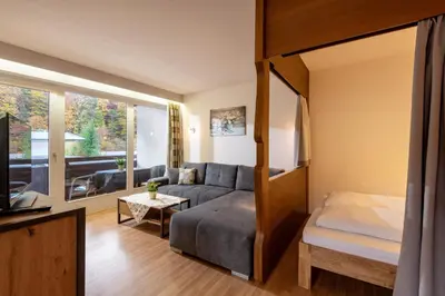 Ein Bett oder Betten in einem Zimmer der Unterkunft Appartementhaus Montana