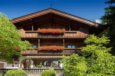 Ein Balkon oder eine Terrasse in der Unterkunft Pension Mühlbachhof