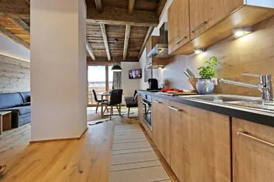 Küche/Küchenzeile in der Unterkunft Martlerhof