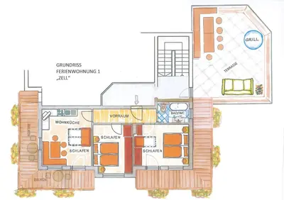 Grundriss der Unterkunft Ferienwohnung Ausblick Zillertal