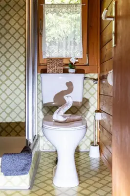 Ein Badezimmer in der Unterkunft Ferienhütte Puutz
