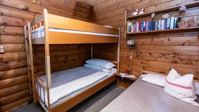 Ein Bett oder Betten in einem Zimmer der Unterkunft Ferienhütte Puutz