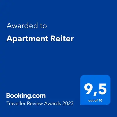 Ein Zertifikat, Auszeichnung, Logo oder anderes Dokument, das in der Unterkunft Apartment Reiter ausgestellt ist