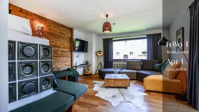Ein Sitzbereich in der Unterkunft Ferienhaus Auschmiede