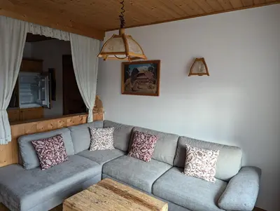 Ein Sitzbereich in der Unterkunft Neuschwendterhof