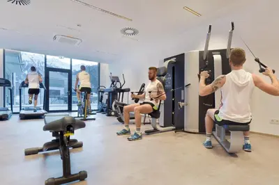 Das Fitnesscenter und/oder die Fitnesseinrichtungen in der Unterkunft Venediger Lodge