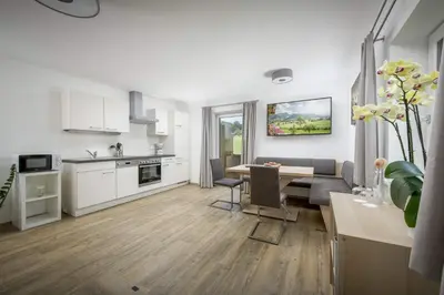 Küche/Küchenzeile in der Unterkunft Kaiserwinkl Apartments Daxer