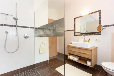 Ein Badezimmer in der Unterkunft Landhaus Bergblick