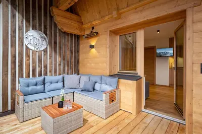 Ein Sitzbereich in der Unterkunft Mannharthof Apartments