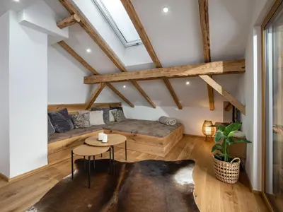Ein Sitzbereich in der Unterkunft Appartement Waldruhe