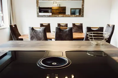 Ein Sitzbereich in der Unterkunft Chalet Alpenglück